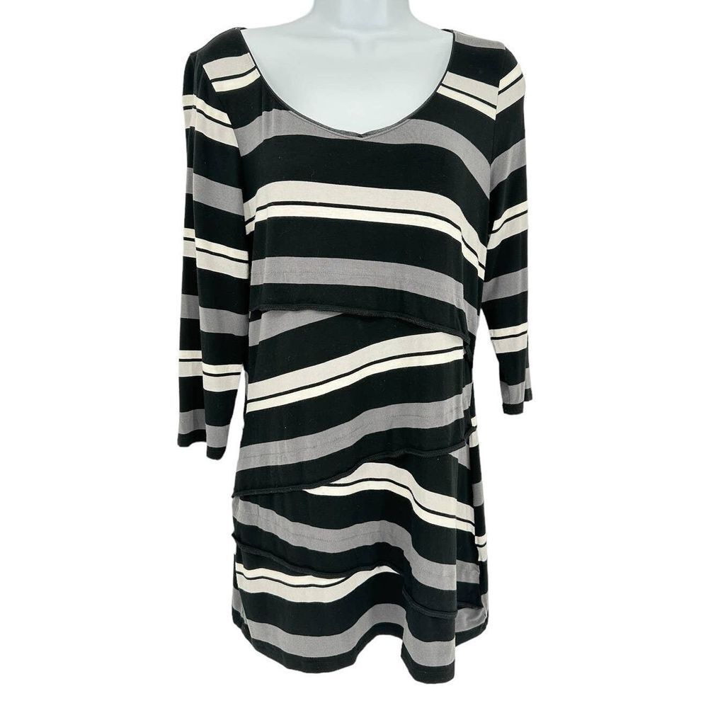 White House Black Market Women's SZ M Black & White, Gray Striped Mini Dress